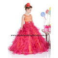 Beaded orange red tiered ruffled custom-made ball gown junior girls pageant dresses CWFf4645